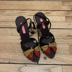 Betsey Johnson Red and Brown Heels with Elegant Design